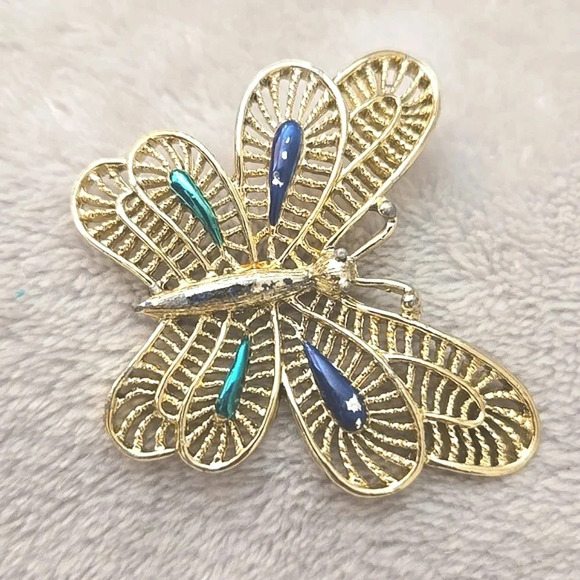 #469 Vintage Gerry's butterfly Brooch gold tone - Picture 3 of 6